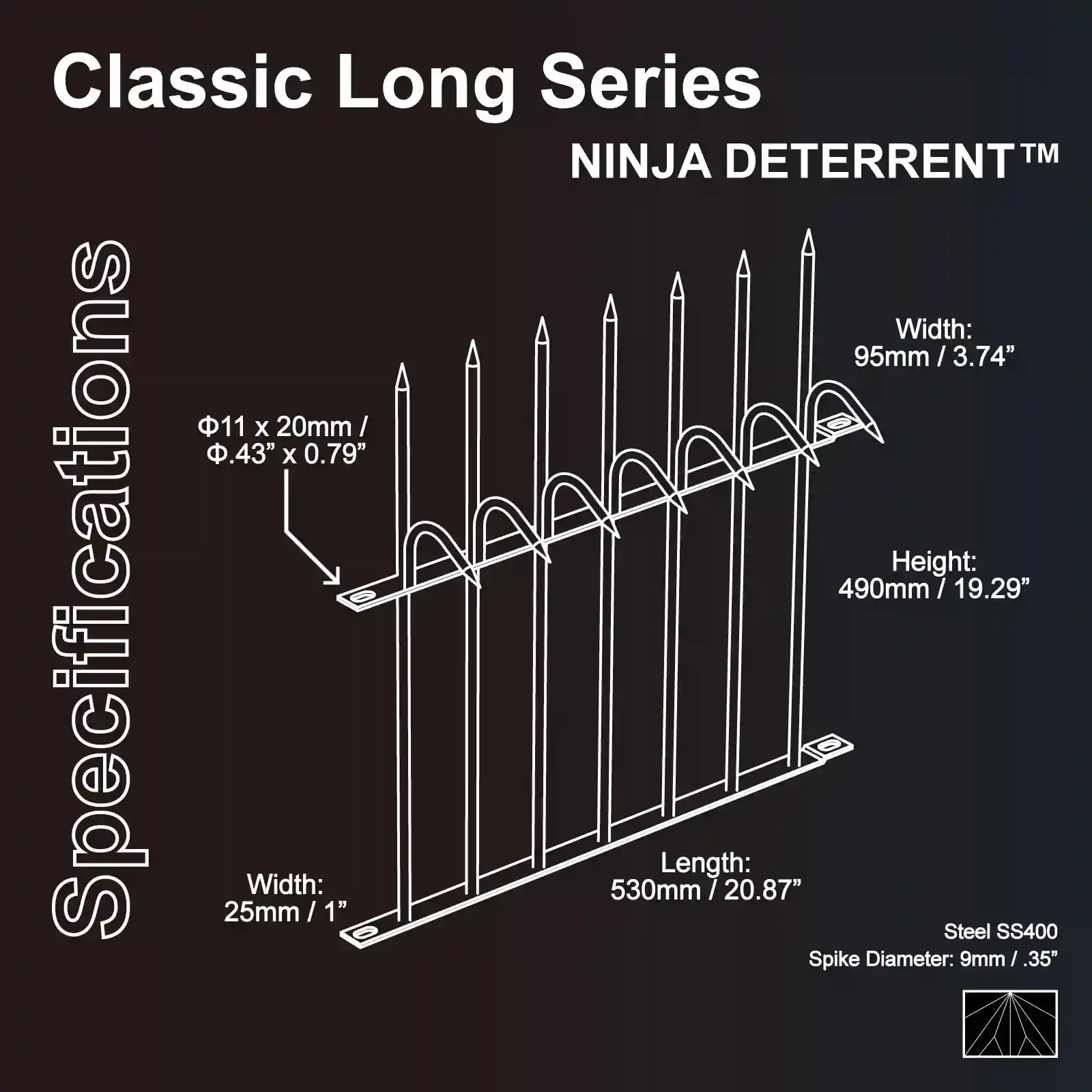 Classic Long Silver Stainless Single Blade specification diagram