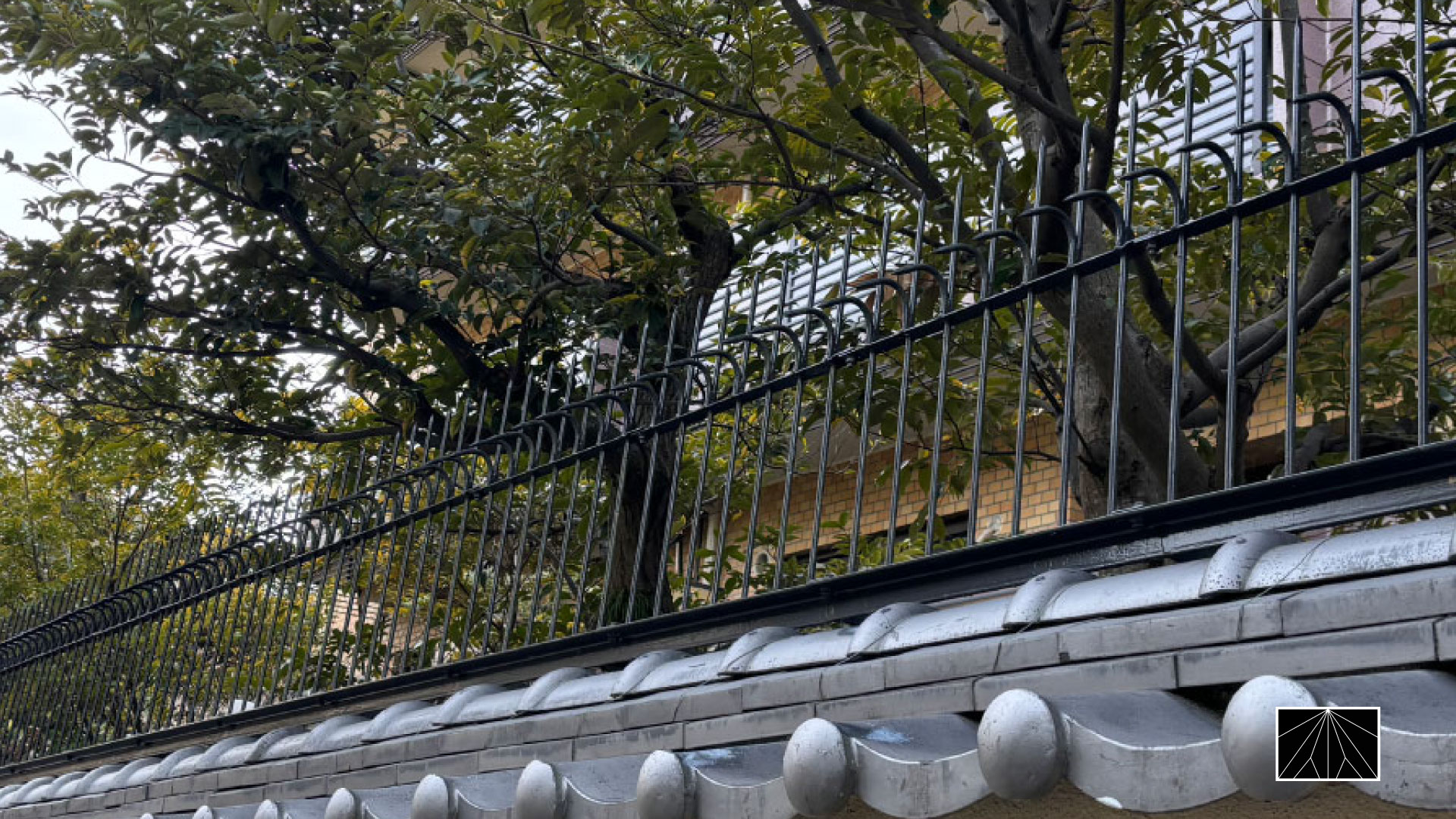Bird spikes on a Japanese wall