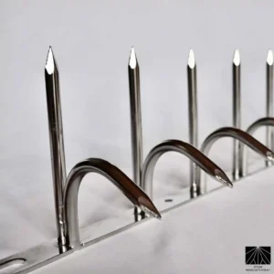 Detailed view of Classic Series anti climb spikes in polished SUS304 stainless steel showing high durability and rust resistance